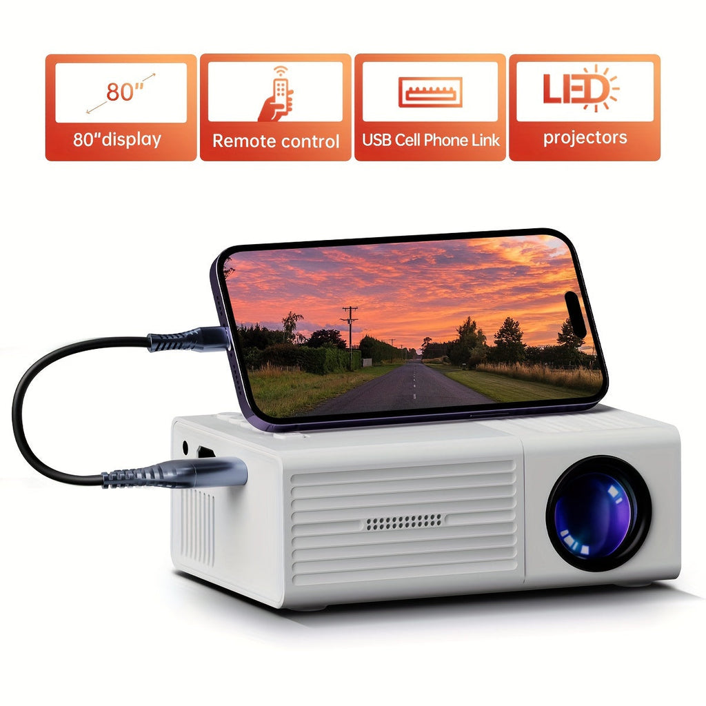 Portable HD Video Projector with USB Phone Connection