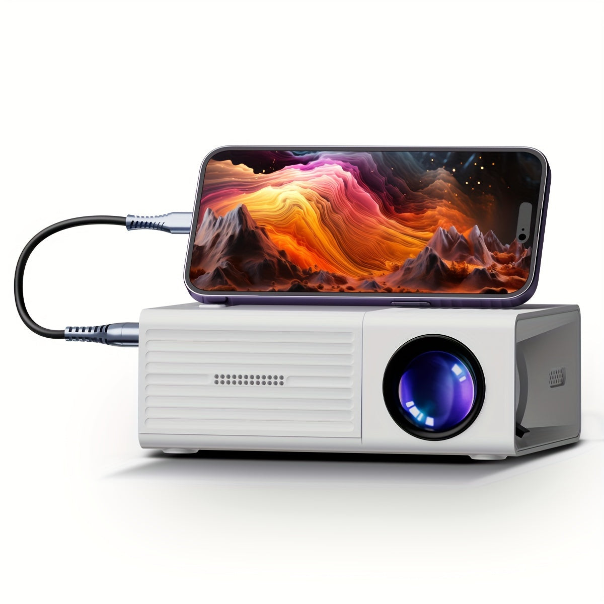 Portable HD Video Projector with USB Phone Connection