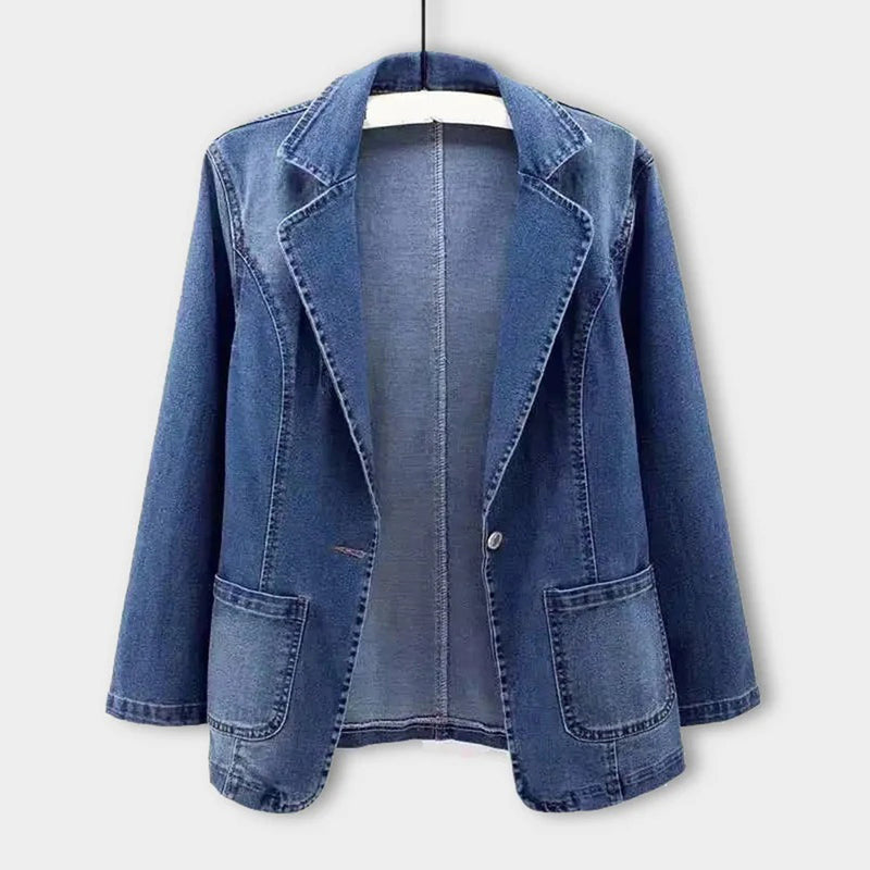 Womens Casual Lightweight Denim Blazer