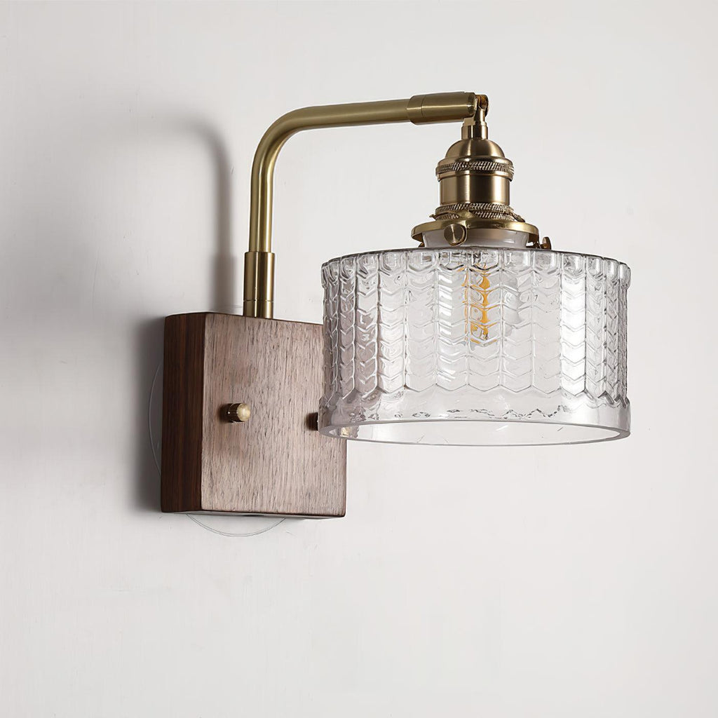 Wall Lamp with Glass Shade Wood