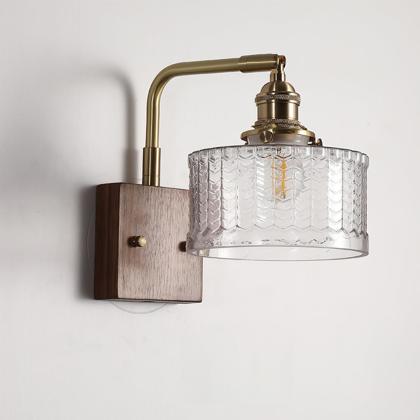 Wall Lamp with Glass Shade Wood