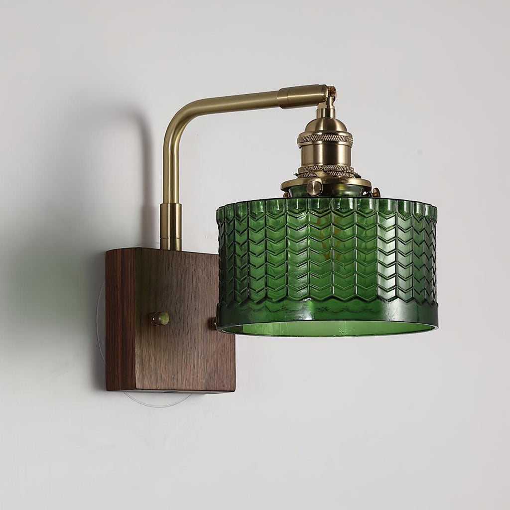 Wall Lamp with Glass Shade Wood
