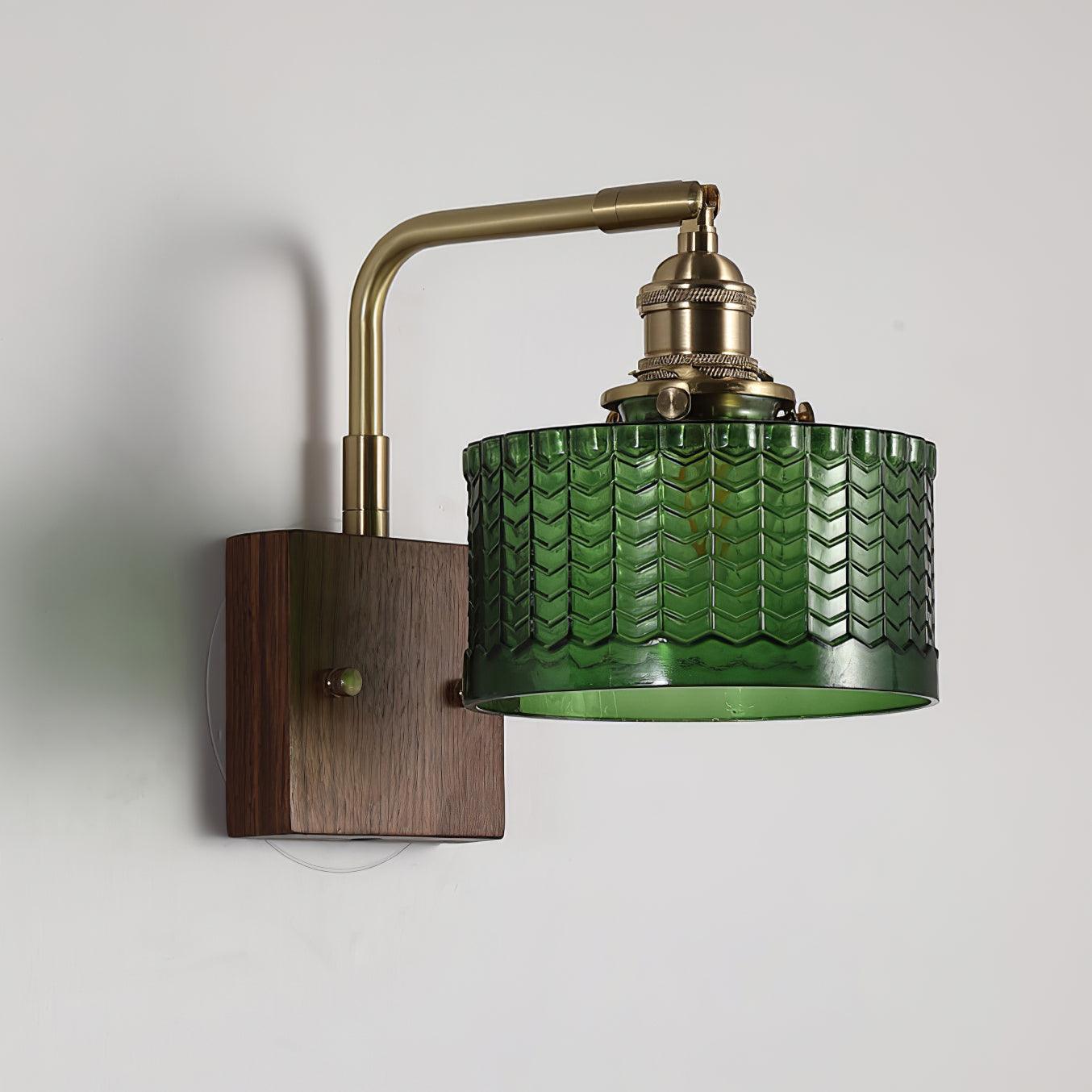 Wall Lamp with Glass Shade Wood