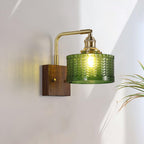 Wall Lamp with Glass Shade Wood