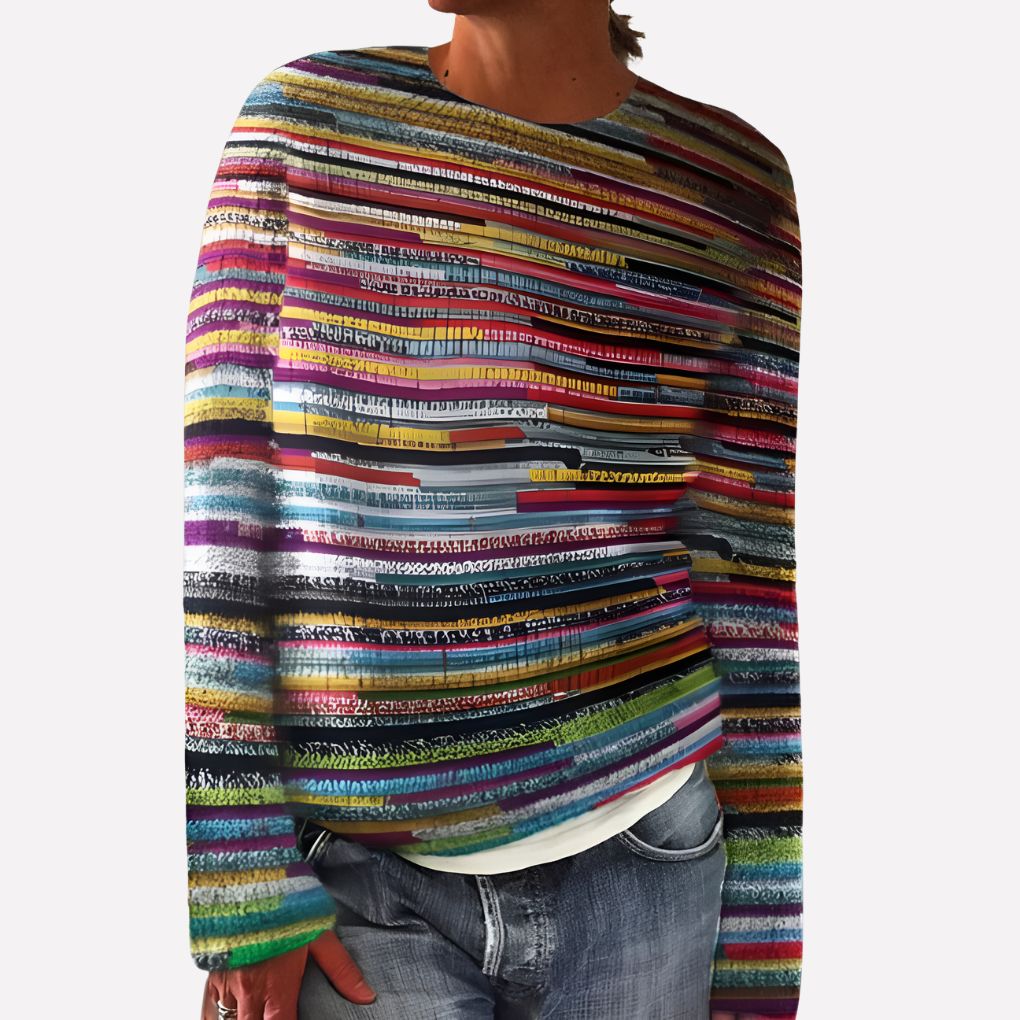 Womens Colorful Striped Knitted Sweater