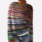 Womens Colorful Striped Knitted Sweater