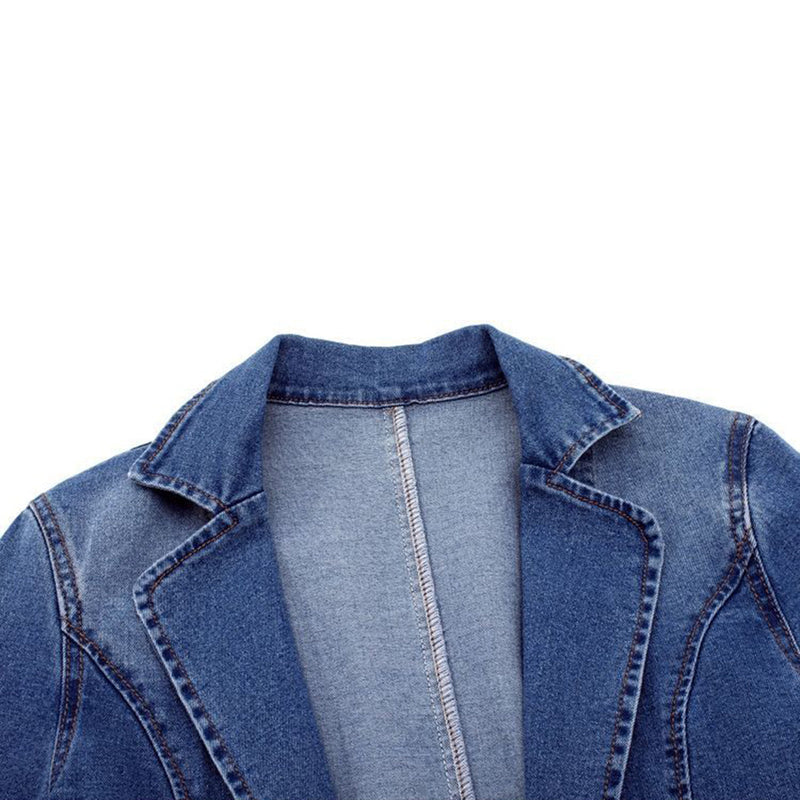 Womens Casual Lightweight Denim Blazer