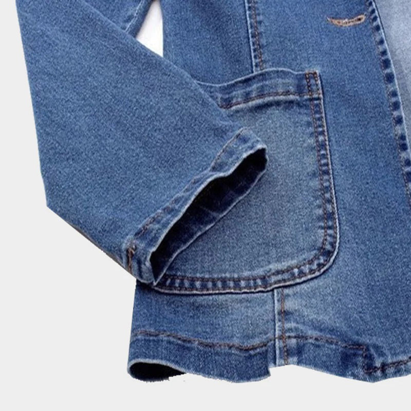 Womens Casual Lightweight Denim Blazer