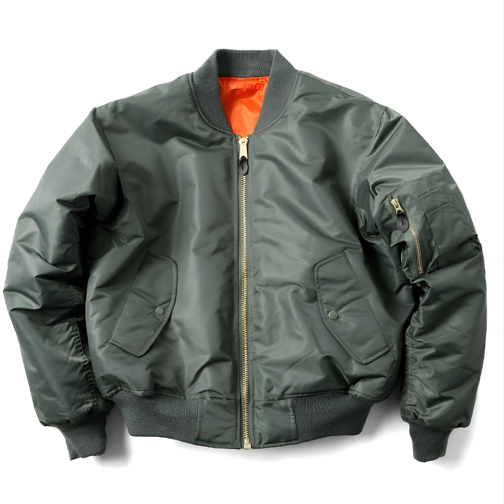 Mens Classic Bomber Jacket with Zip Up