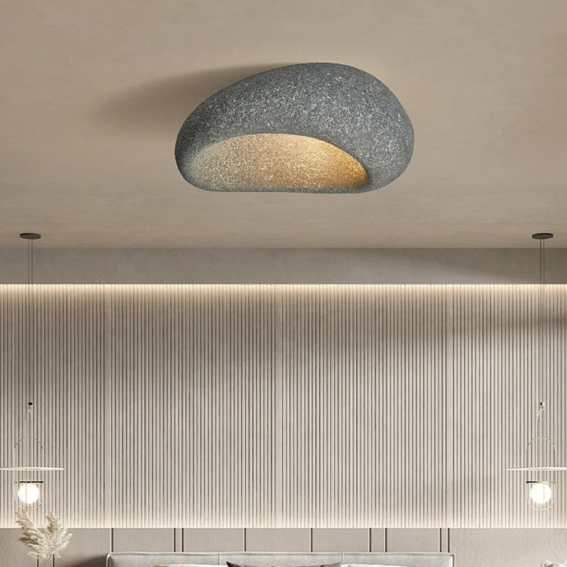 Flush Mount Ceiling Light with Modern Stone Design