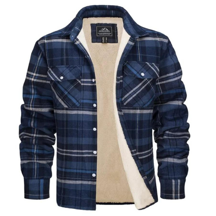 Men's Winter Jacket with Checked Plush Lining
