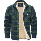 Mens Flannel Jacket with Fleece Lining Button