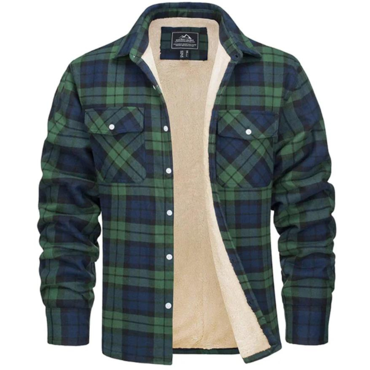 Mens Flannel Jacket with Fleece Lining Button