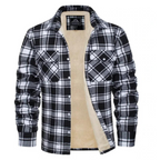 Mens Flannel Jacket with Fleece Lining Button