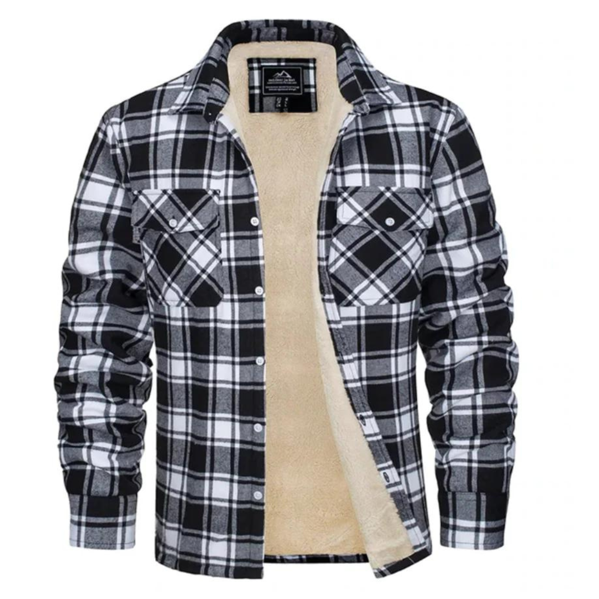 Mens Flannel Jacket with Fleece Lining Button