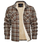 Mens Flannel Jacket with Fleece Lining Button