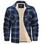 Mens Flannel Jacket with Fleece Lining Button