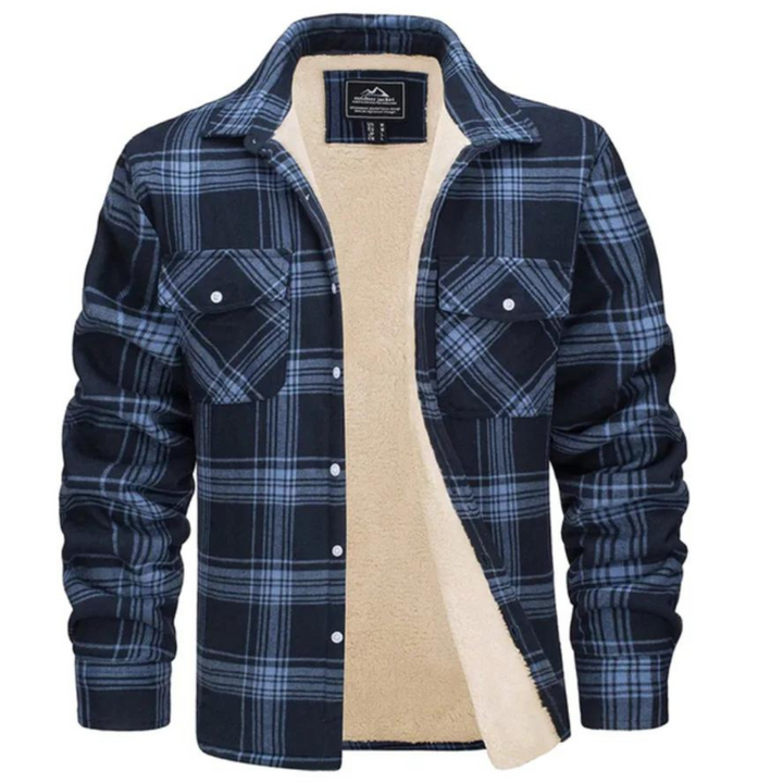 Men's Winter Jacket with Checked Plush Lining