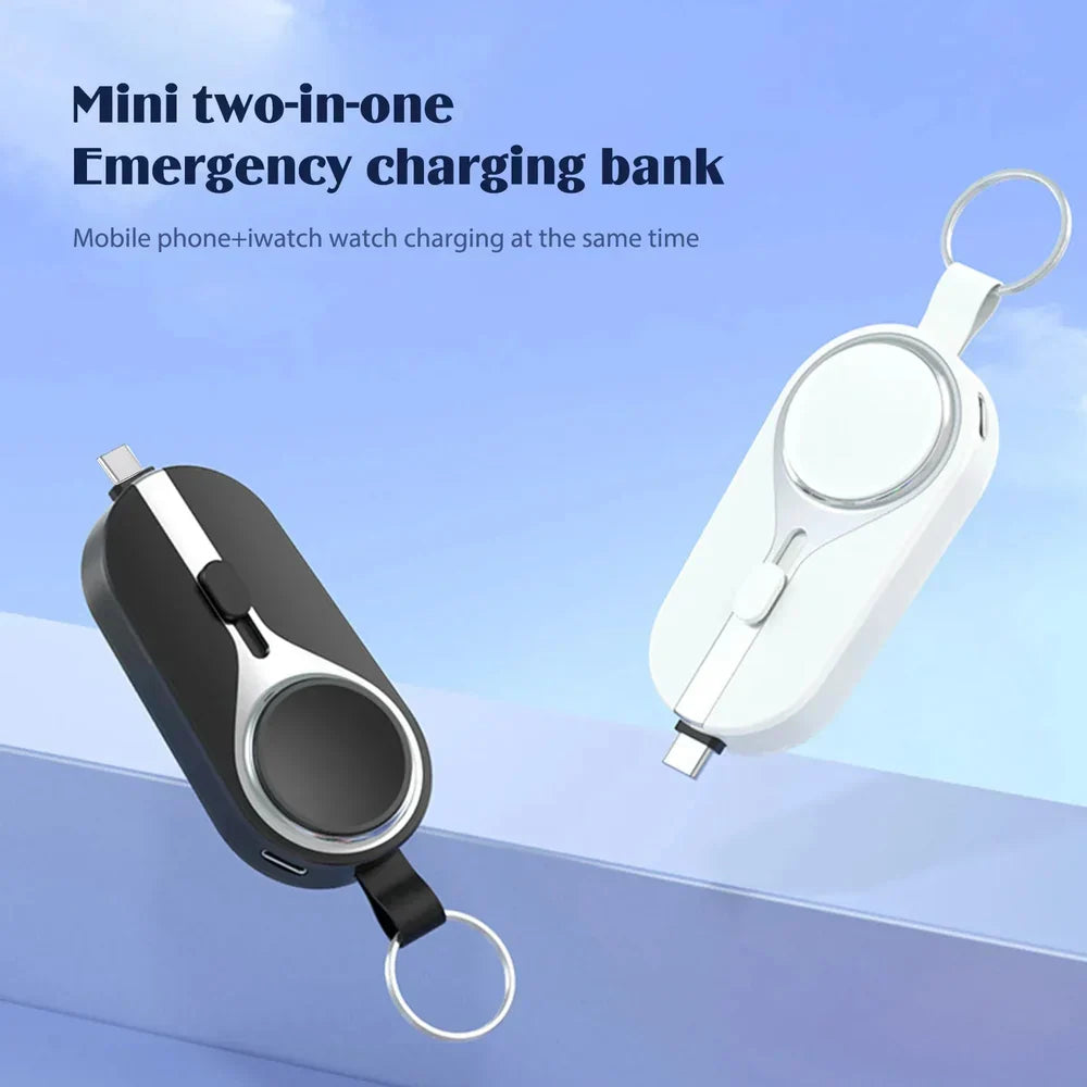 Mini Keychain Power Bank with Built In Cable