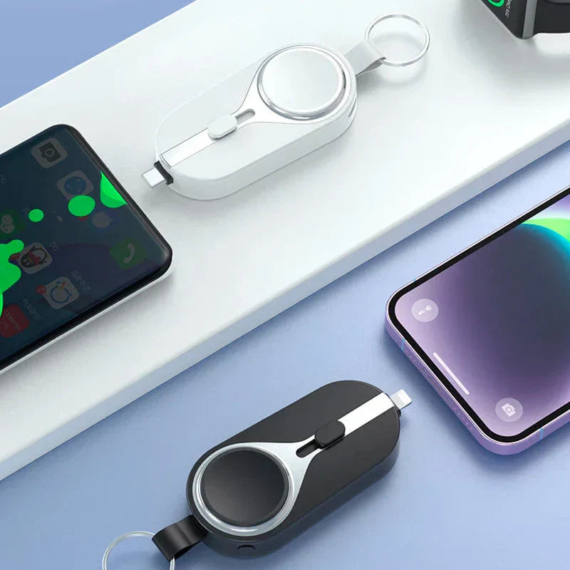 Mini Keychain Power Bank with Built In Cable