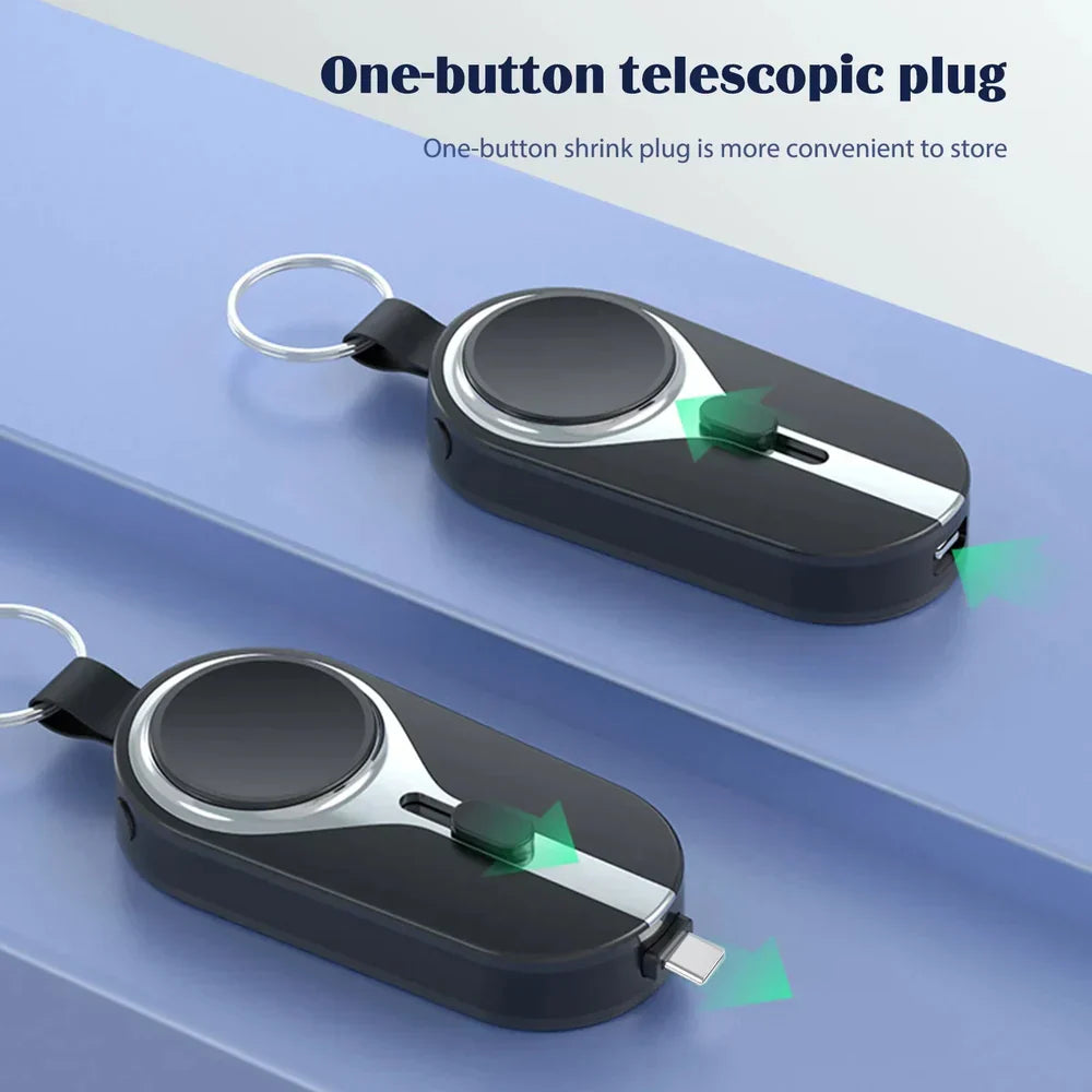 Mini Keychain Power Bank with Built In Cable