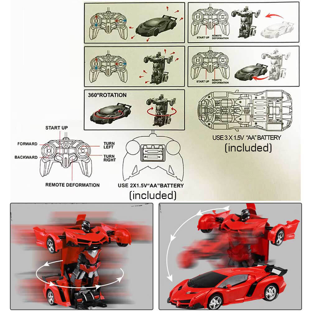 2-in-1 Gesture Control Transforming RC Robot Car for Kids